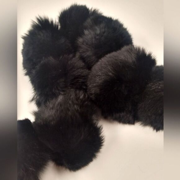 Vintage Fur Ball Black Scarf Winter Women's Accessories - Picture 4 of 10